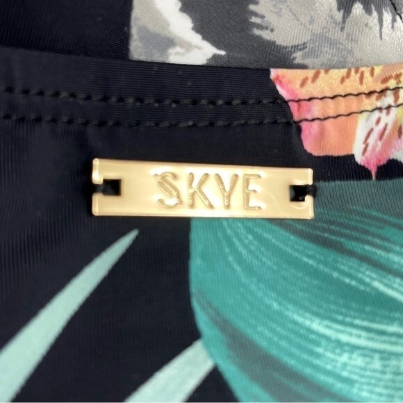 NWT Skye Alessia Hi Waist Ruched Bikini Bottom Black Kaleah Print Size Small NEW - Picture 9 of 14